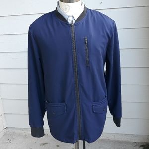 FIGS‎ Technical Dark Navy Zapote Scrub Nurses Mens Full Zip Bomber Jacket Medium